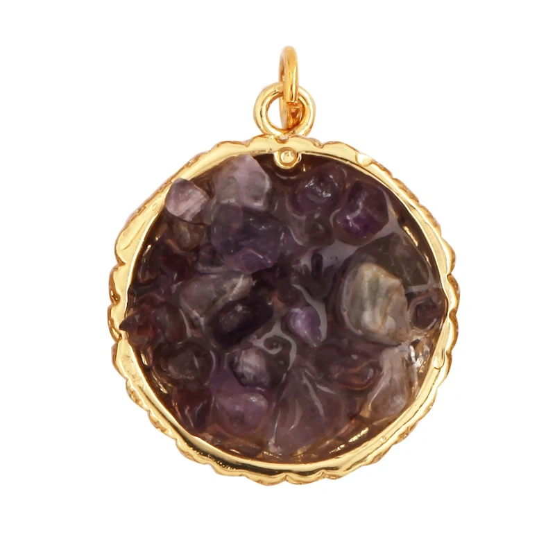 New Style Multi Color Stone Charm Pendant,18K Real Gold Plated ,Jewelry Necklace Bracelet Accessories Supplies M15