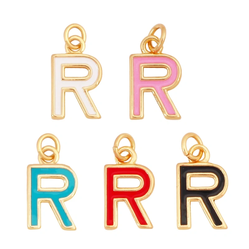 Initial Letter Name A-Z Charm Pendants , Fashion Colorful Enamel Oil Dropped ,18K Gold Plated,Jewelry Necklace Findings S15