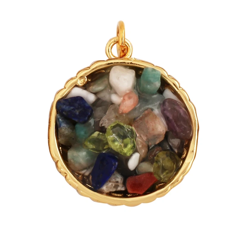 New Style Multi Color Stone Charm Pendant,18K Real Gold Plated ,Jewelry Necklace Bracelet Accessories Supplies M15