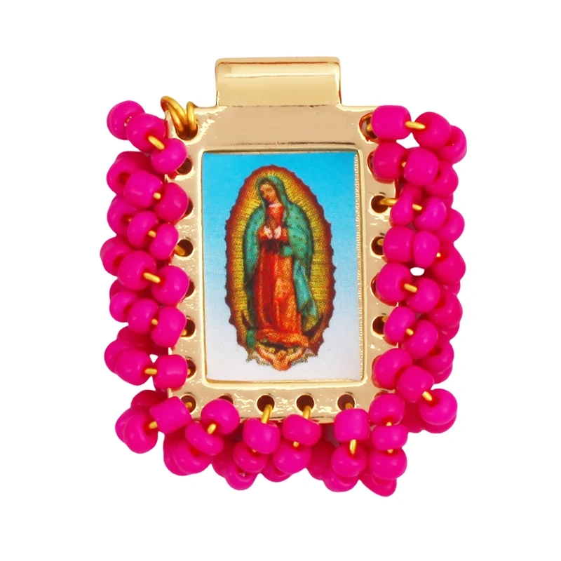 Bohemian Style Colourful Seed Glass Beads Charm Pendant,Fashion Religious Jesus Virgin Mary Jewelry Necklace Bracelet Supply K99