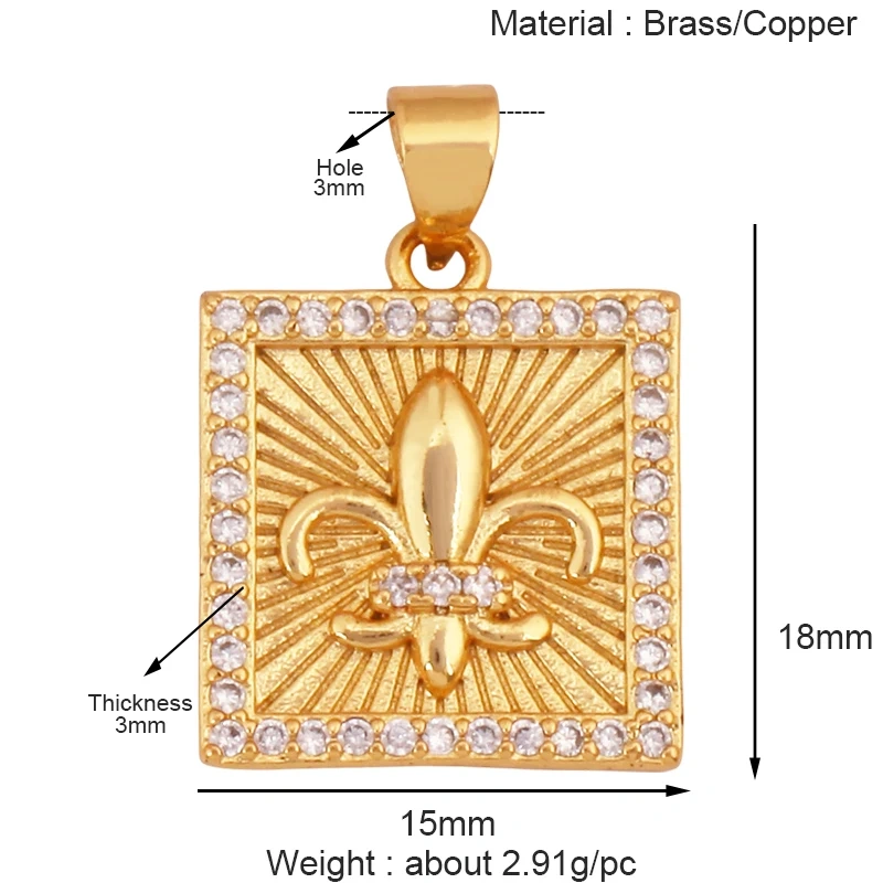 Sweet Sun Rose Flower Maple Leaf Clover Tree Charm Pendant,Real 18k Gold Shell Zircon Jewelry Findings Necklace Supplies S07