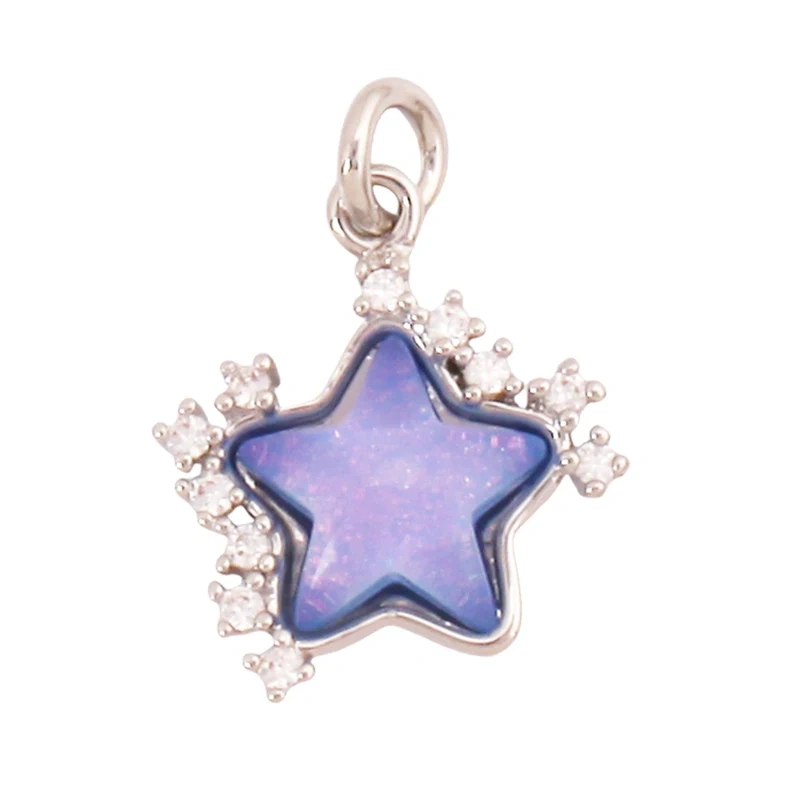 Trendy Crystal Glass Zircon Star Space Charm Pendant,Real 18K Gold Plated Necklace Bracelet DIY Craft Jewelry Making Supply S14