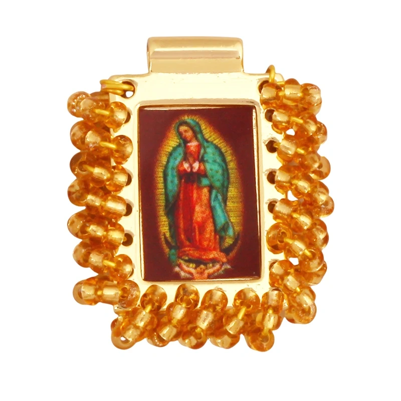 Bohemian Style Colourful Seed Glass Beads Charm Pendant,Fashion Religious Jesus Virgin Mary Jewelry Necklace Bracelet Supply K99