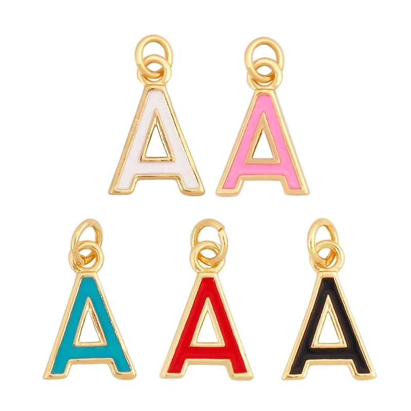 Initial Letter Name A-Z Charm Pendants , Fashion Colorful Enamel Oil Dropped ,18K Gold Plated,Jewelry Necklace Findings S15