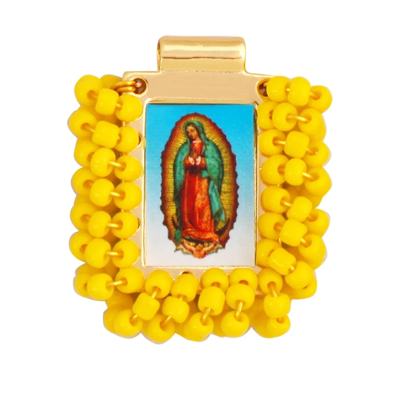 Bohemian Style Colourful Seed Glass Beads Charm Pendant,Fashion Religious Jesus Virgin Mary Jewelry Necklace Bracelet Supply K99