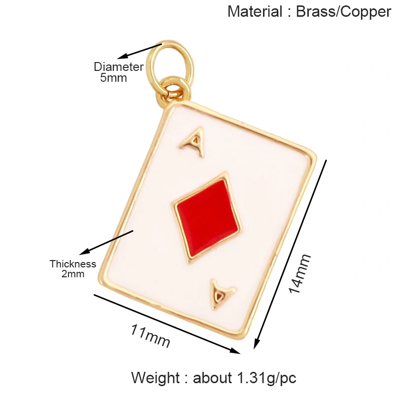 Heart Tag Postcard Playing Card Enamel Charm Pendant,Real 18K Gold Plated DIY Jewelry Accessories Bracelets Necklaces Making S25 M90