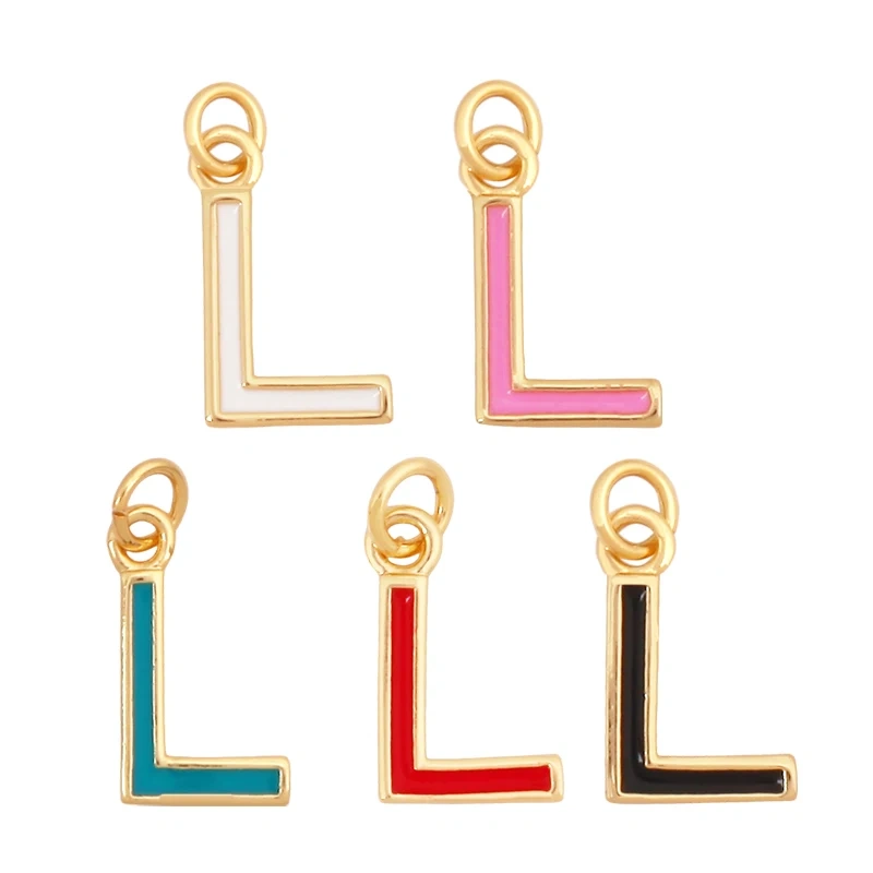 Initial Letter Name A-Z Charm Pendants , Fashion Colorful Enamel Oil Dropped ,18K Gold Plated,Jewelry Necklace Findings S15