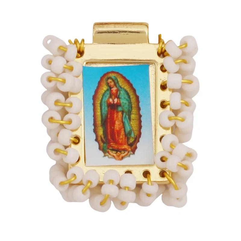 Bohemian Style Colourful Seed Glass Beads Charm Pendant,Fashion Religious Jesus Virgin Mary Jewelry Necklace Bracelet Supply K99