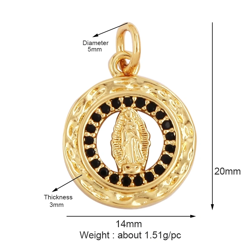 Holy Religious Style Jesus Virgin Mary Charm Geometry Pendant,18K Gold Inlaid Cubic Zirconia Jewelry Necklace Accessories M15