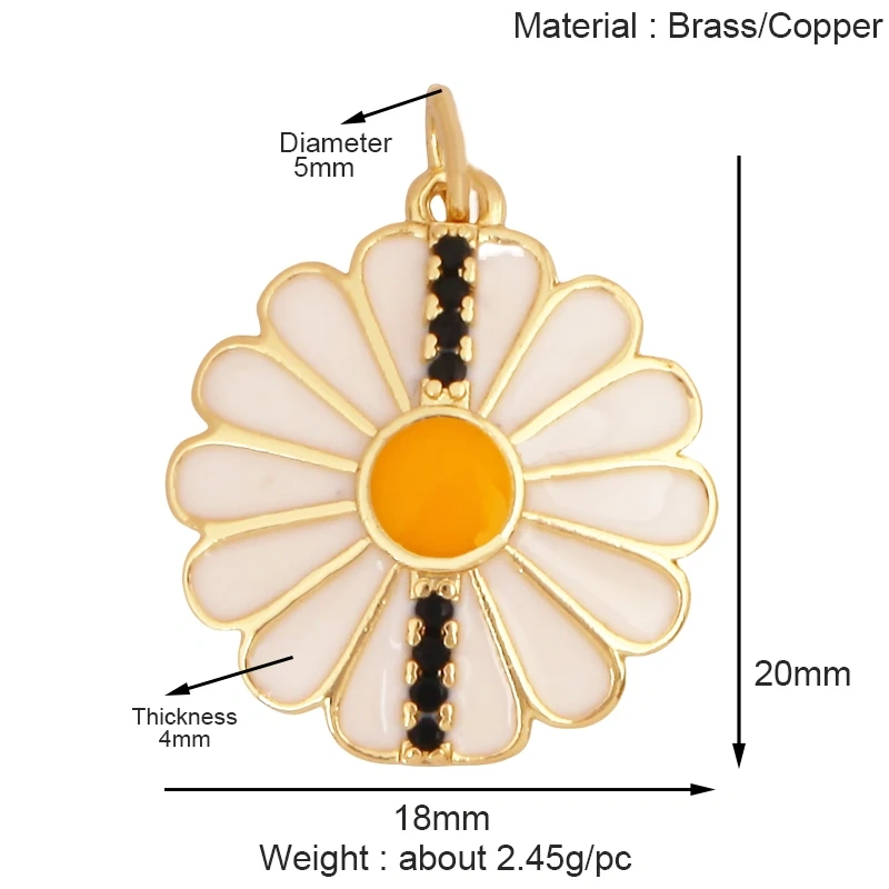 Sweet Sun Rose Flower Maple Leaf Clover Tree Charm Pendant,Real 18k Gold Shell Zircon Jewelry Findings Necklace Supplies S07