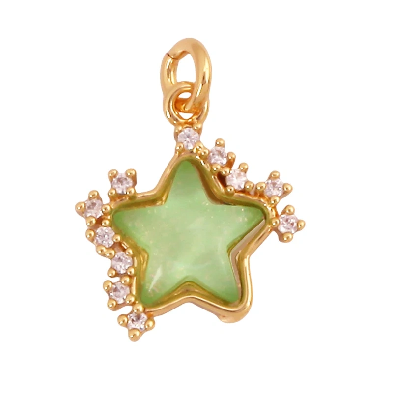 Trendy Crystal Glass Zircon Star Space Charm Pendant,Real 18K Gold Plated Necklace Bracelet DIY Craft Jewelry Making Supply S14