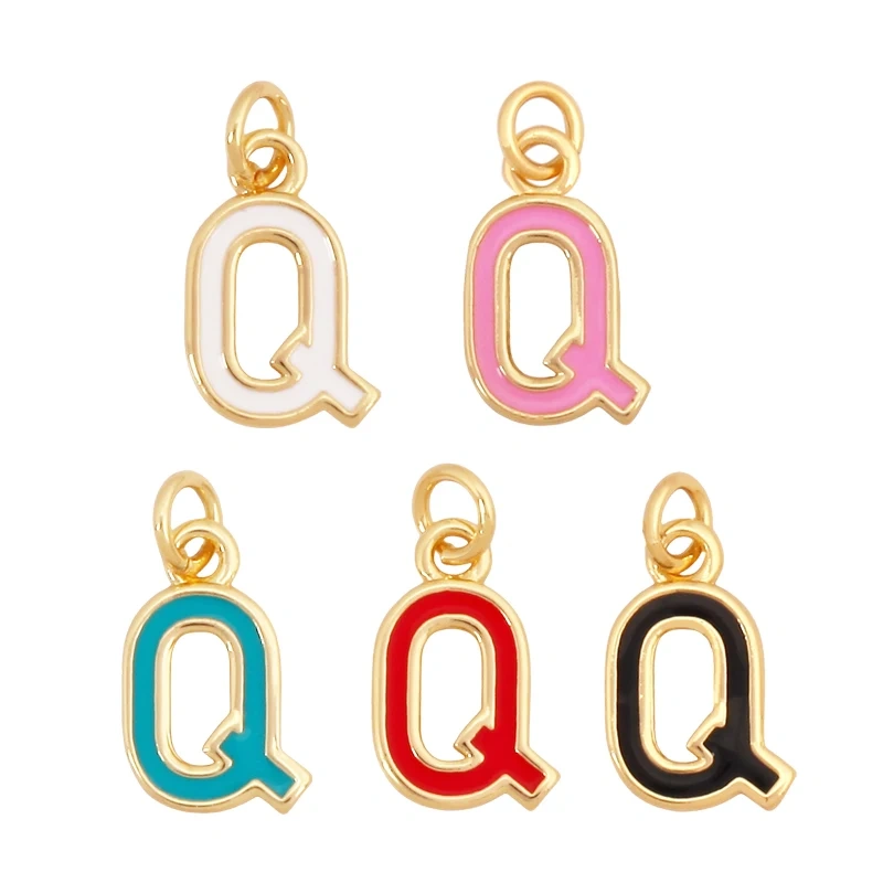 Initial Letter Name A-Z Charm Pendants , Fashion Colorful Enamel Oil Dropped ,18K Gold Plated,Jewelry Necklace Findings S15