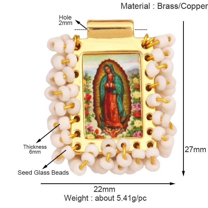 Bohemian Style Colourful Seed Glass Beads Charm Pendant,Fashion Religious Jesus Virgin Mary Jewelry Necklace Bracelet Supply K99