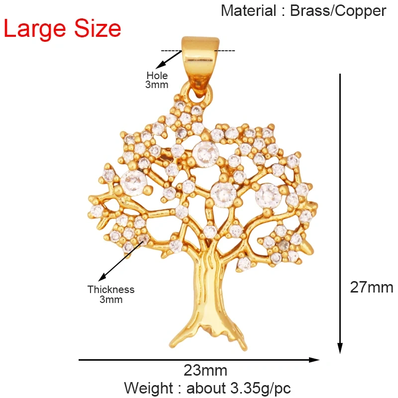 Sweet Sun Rose Flower Maple Leaf Clover Tree Charm Pendant,Real 18k Gold Shell Zircon Jewelry Findings Necklace Supplies S07