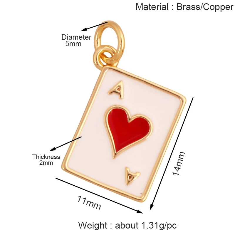 Heart Tag Postcard Playing Card Enamel Charm Pendant,Real 18K Gold Plated DIY Jewelry Accessories Bracelets Necklaces Making S25 M90