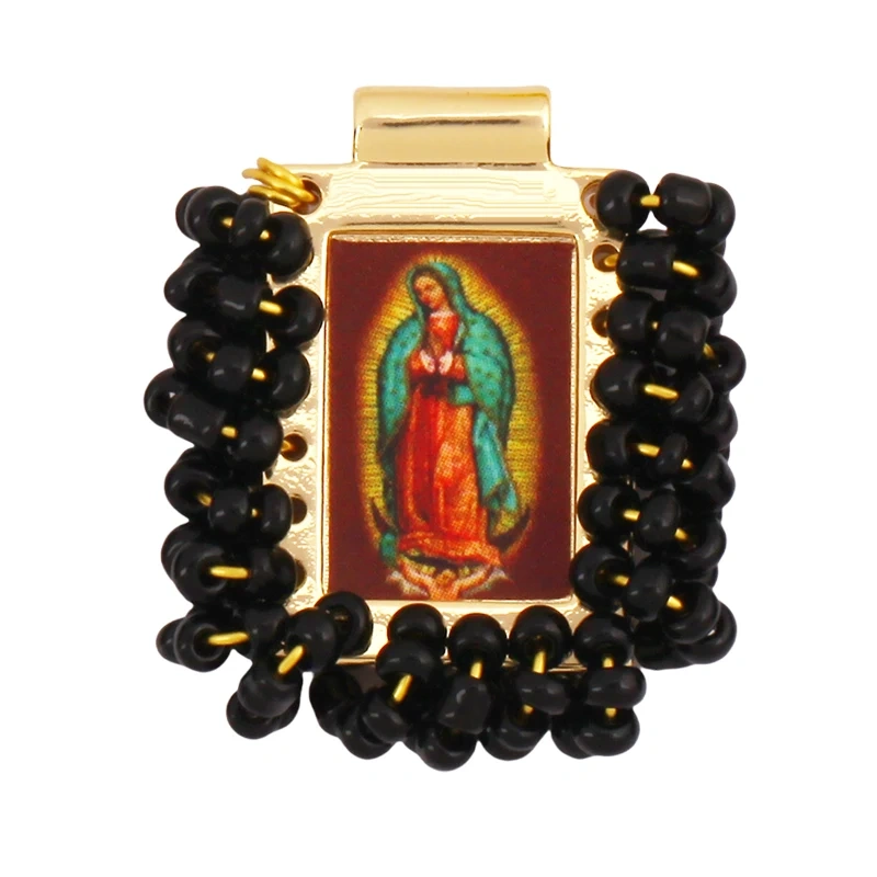Bohemian Style Colourful Seed Glass Beads Charm Pendant,Fashion Religious Jesus Virgin Mary Jewelry Necklace Bracelet Supply K99