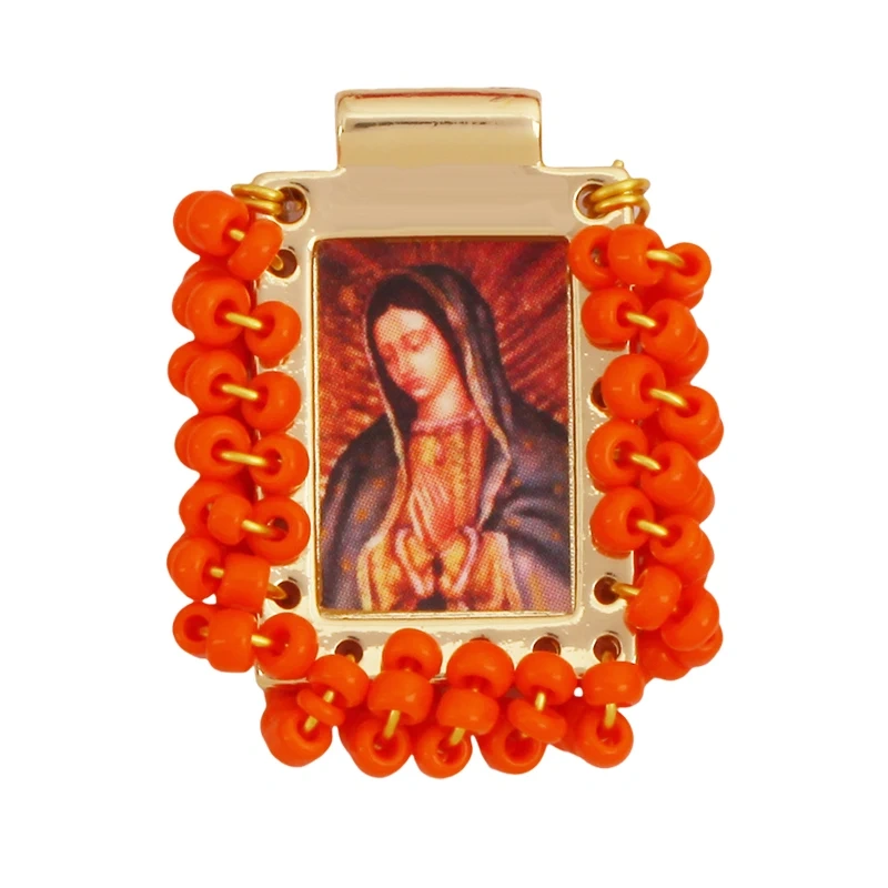 Bohemian Style Colourful Seed Glass Beads Charm Pendant,Fashion Religious Jesus Virgin Mary Jewelry Necklace Bracelet Supply K99