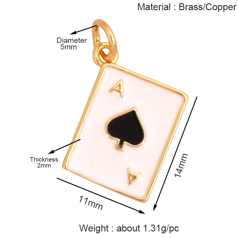 Heart Tag Postcard Playing Card Enamel Charm Pendant,Real 18K Gold Plated DIY Jewelry Accessories Bracelets Necklaces Making S25 M90