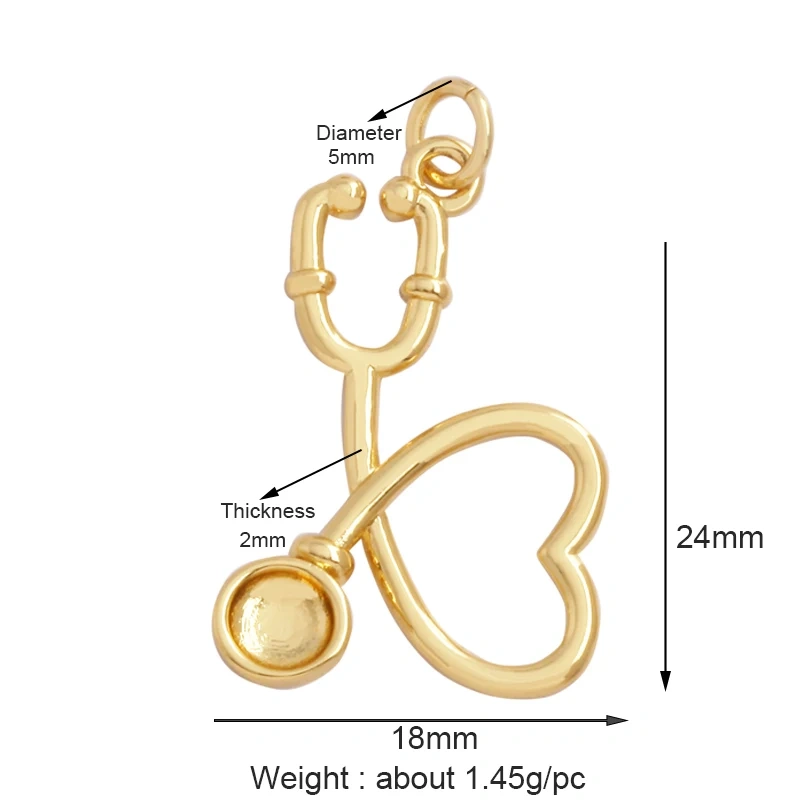 Love Heart Knife Fork Tableware Stethoscope Instrument Charm Pendant,DIY Jewelry Accessories for Necklaces Making Supplies M15