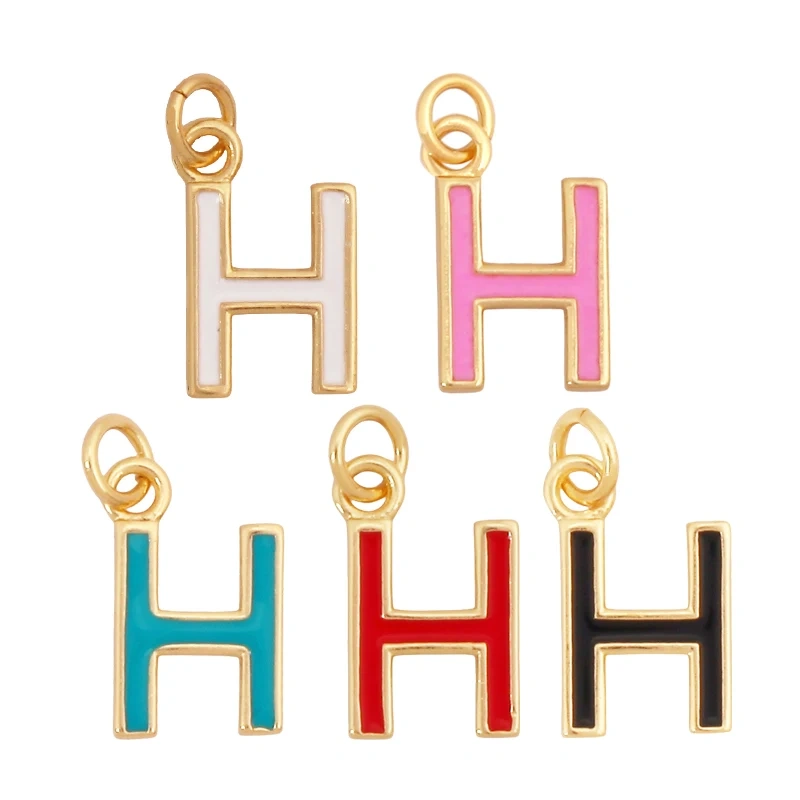 Initial Letter Name A-Z Charm Pendants , Fashion Colorful Enamel Oil Dropped ,18K Gold Plated,Jewelry Necklace Findings S15