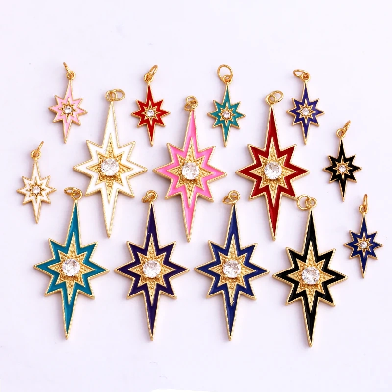 Fashion Romantic Sweet Celetial North Star Sun Moon Charm Pendant,Colorful Enamel Gift Jewelry Necklace Bracelet Accessories S20