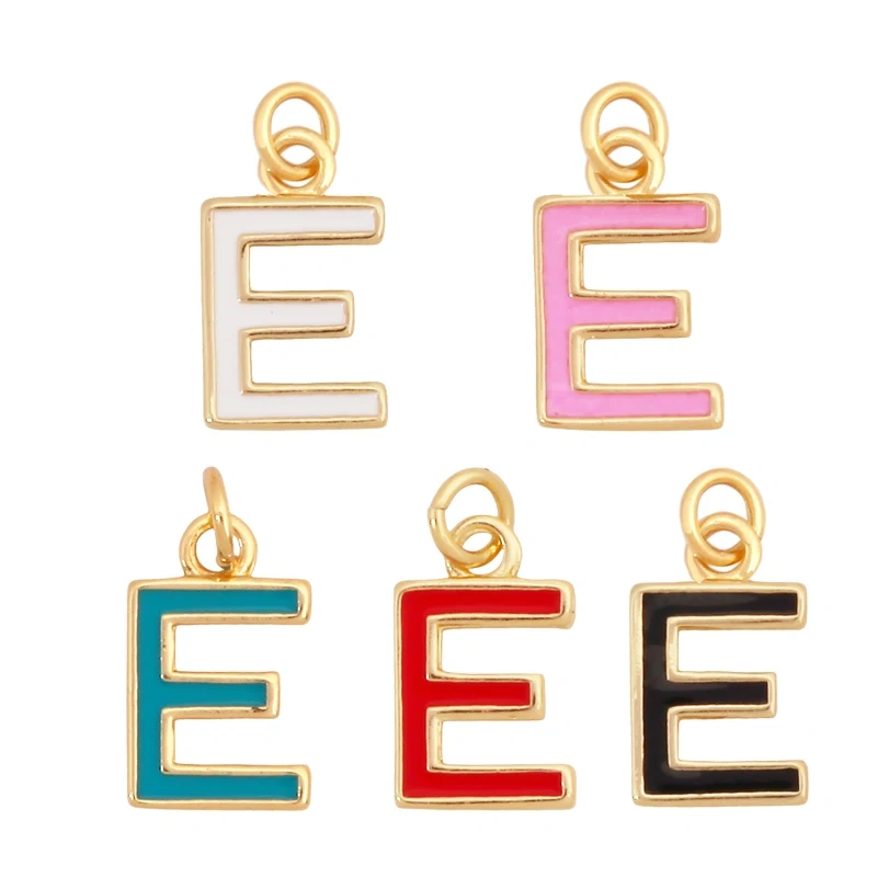Initial Letter Name A-Z Charm Pendants , Fashion Colorful Enamel Oil Dropped ,18K Gold Plated,Jewelry Necklace Findings S15