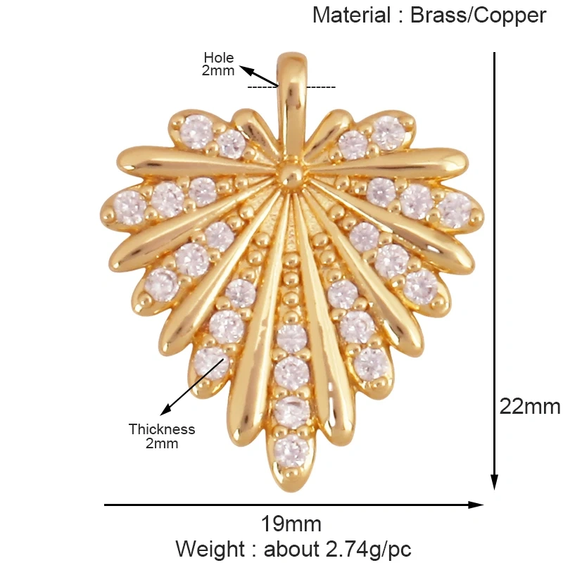 Sweet Sun Rose Flower Maple Leaf Clover Tree Charm Pendant,Real 18k Gold Shell Zircon Jewelry Findings Necklace Supplies S07