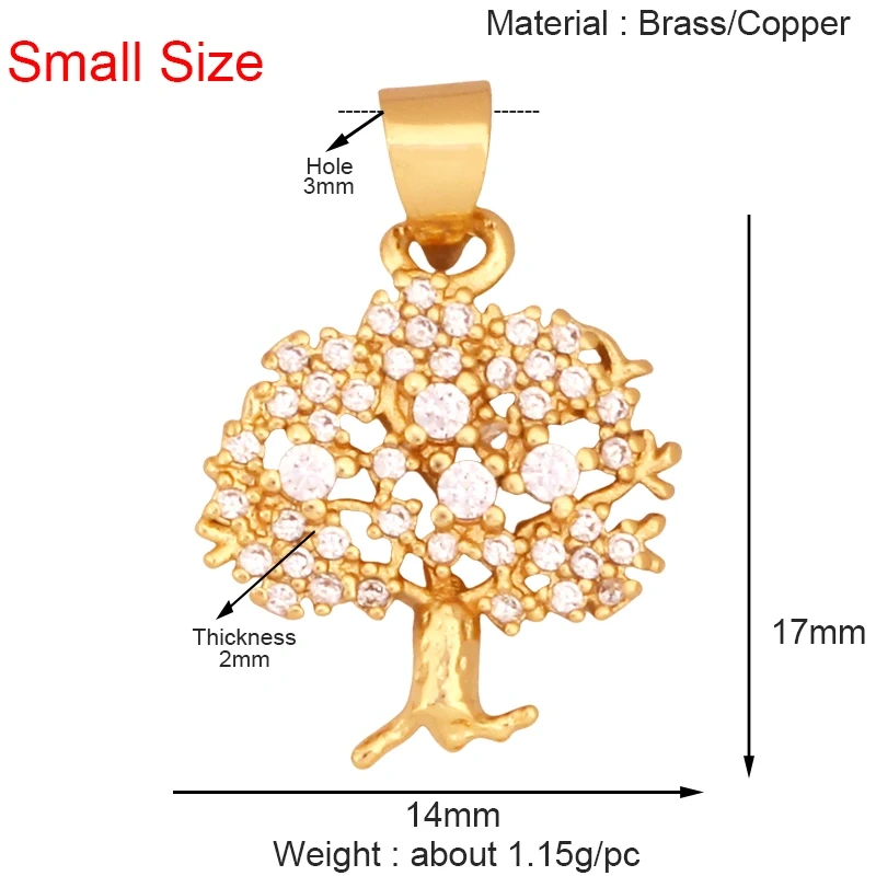 Sweet Sun Rose Flower Maple Leaf Clover Tree Charm Pendant,Real 18k Gold Shell Zircon Jewelry Findings Necklace Supplies S07