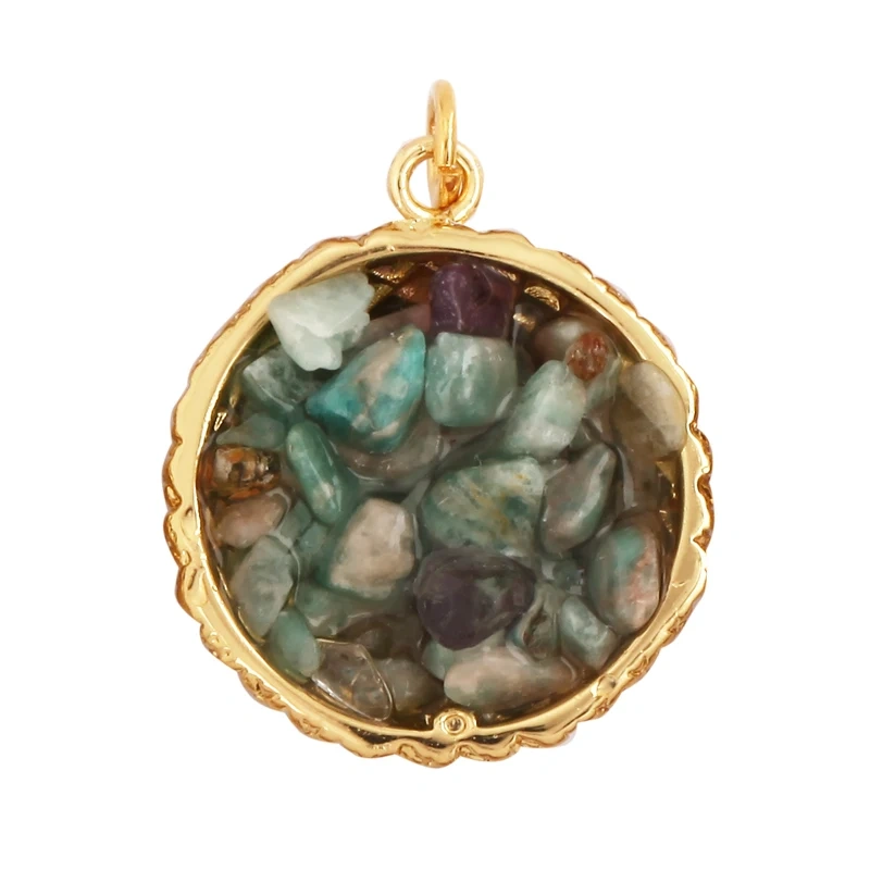 New Style Multi Color Stone Charm Pendant,18K Real Gold Plated ,Jewelry Necklace Bracelet Accessories Supplies M15