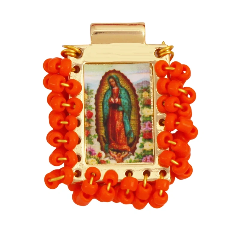 Bohemian Style Colourful Seed Glass Beads Charm Pendant,Fashion Religious Jesus Virgin Mary Jewelry Necklace Bracelet Supply K99