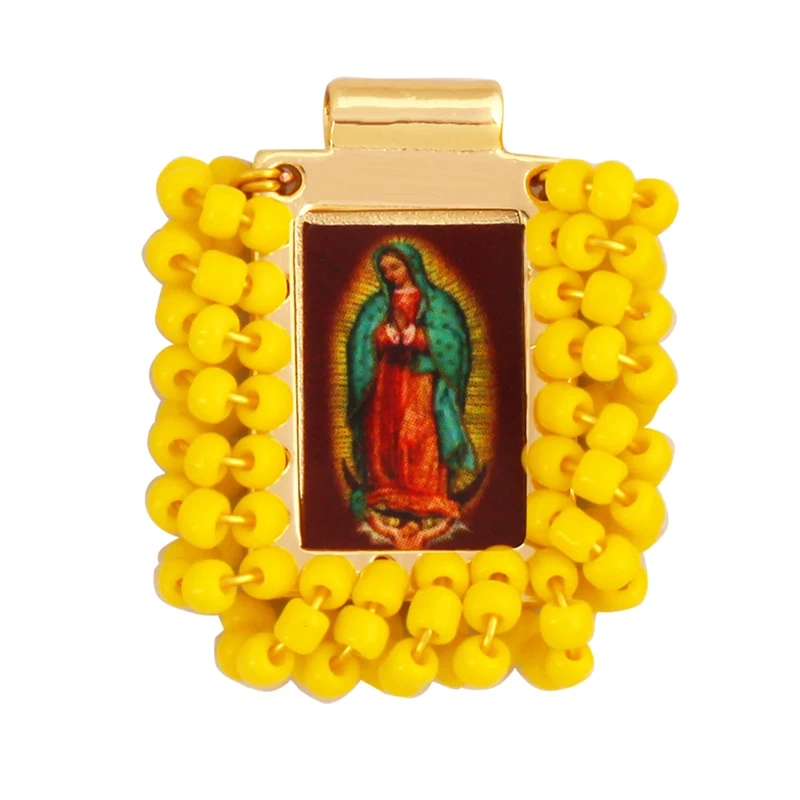 Bohemian Style Colourful Seed Glass Beads Charm Pendant,Fashion Religious Jesus Virgin Mary Jewelry Necklace Bracelet Supply K99