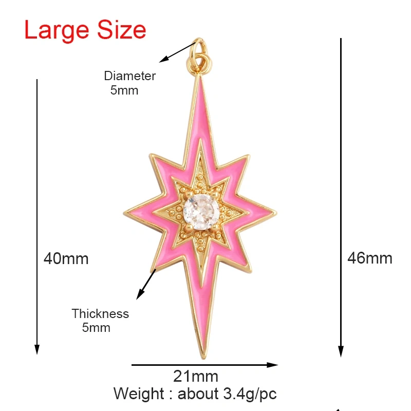 Fashion Romantic Sweet Celetial North Star Sun Moon Charm Pendant,Colorful Enamel Gift Jewelry Necklace Bracelet Accessories S20