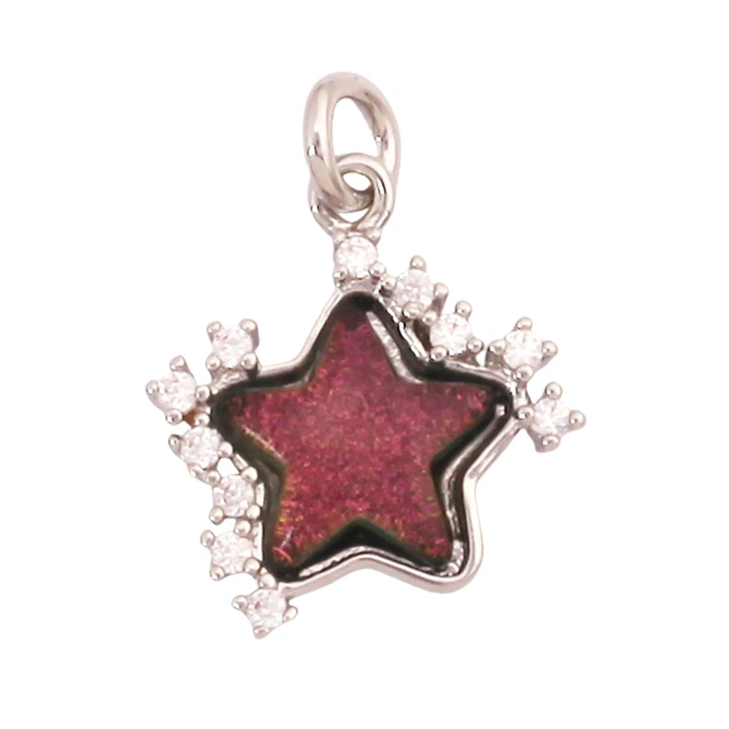 Trendy Crystal Glass Zircon Star Space Charm Pendant,Real 18K Gold Plated Necklace Bracelet DIY Craft Jewelry Making Supply S14