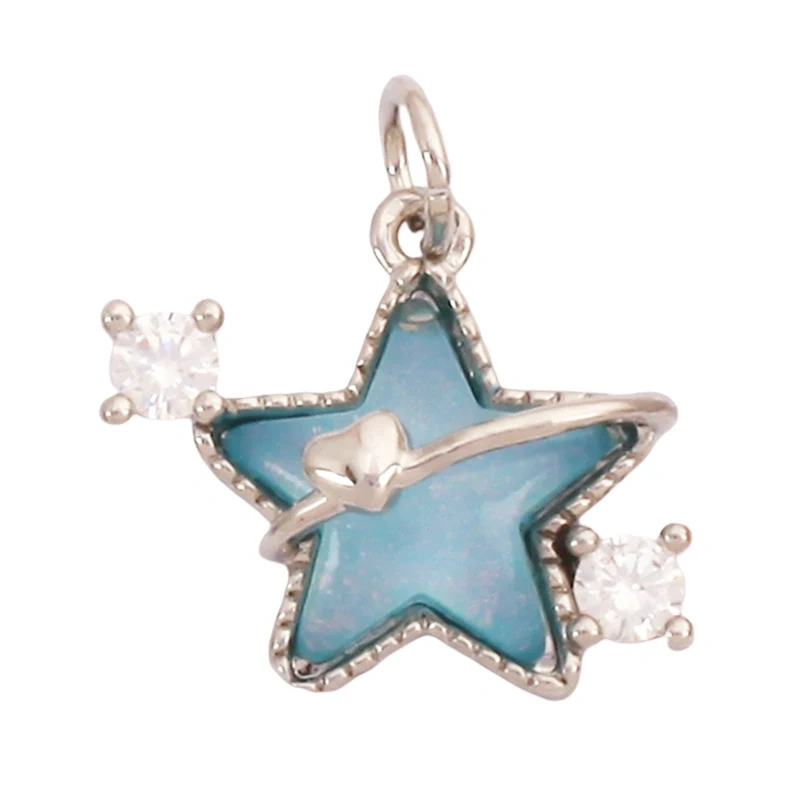 Trendy Crystal Glass Zircon Star Space Charm Pendant,Real 18K Gold Plated Necklace Bracelet DIY Craft Jewelry Making Supply S14