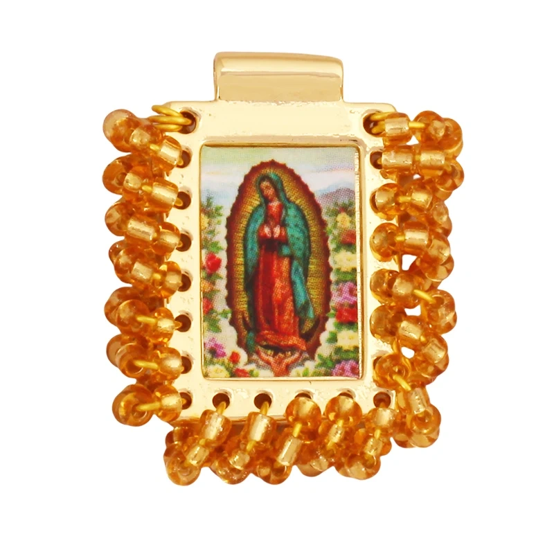 Bohemian Style Colourful Seed Glass Beads Charm Pendant,Fashion Religious Jesus Virgin Mary Jewelry Necklace Bracelet Supply K99