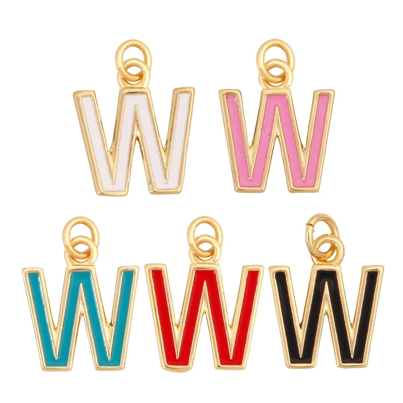 Initial Letter Name A-Z Charm Pendants , Fashion Colorful Enamel Oil Dropped ,18K Gold Plated,Jewelry Necklace Findings S15