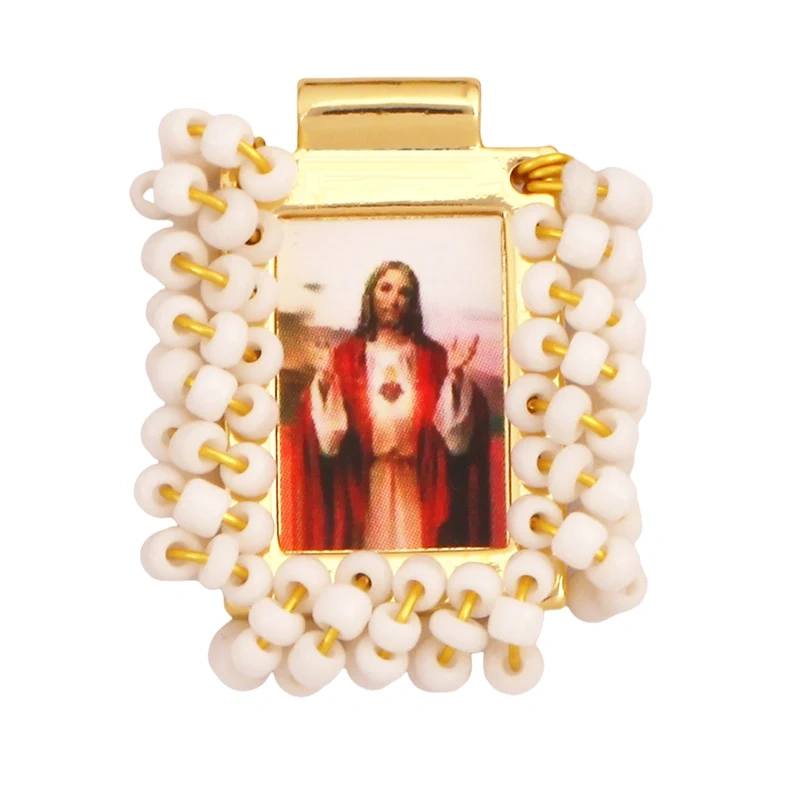 Bohemian Style Colourful Seed Glass Beads Charm Pendant,Fashion Religious Jesus Virgin Mary Jewelry Necklace Bracelet Supply K99