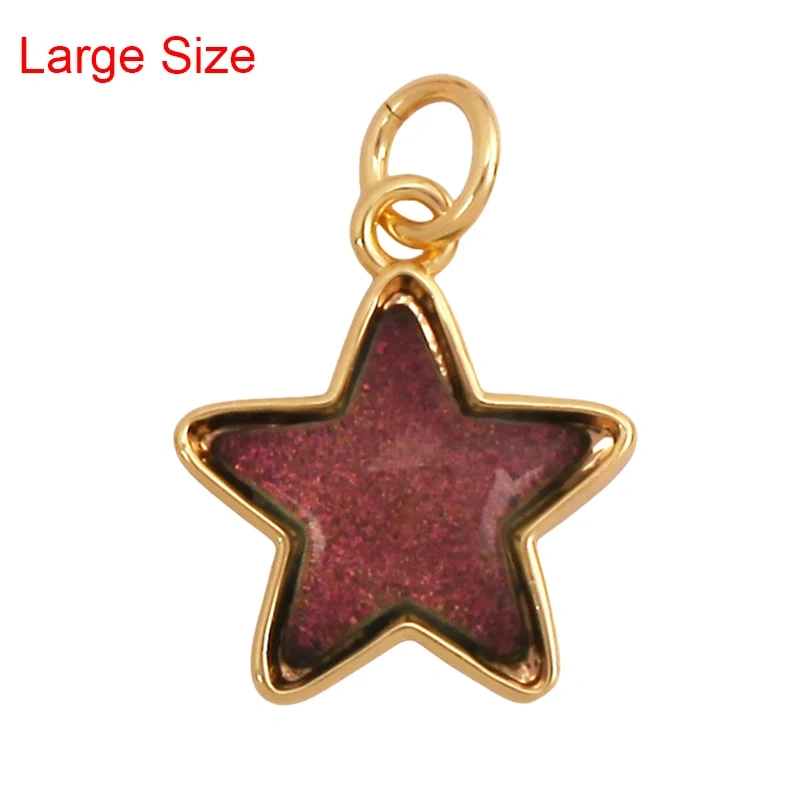 Trendy Crystal Glass Zircon Star Space Charm Pendant,Real 18K Gold Plated Necklace Bracelet DIY Craft Jewelry Making Supply S14