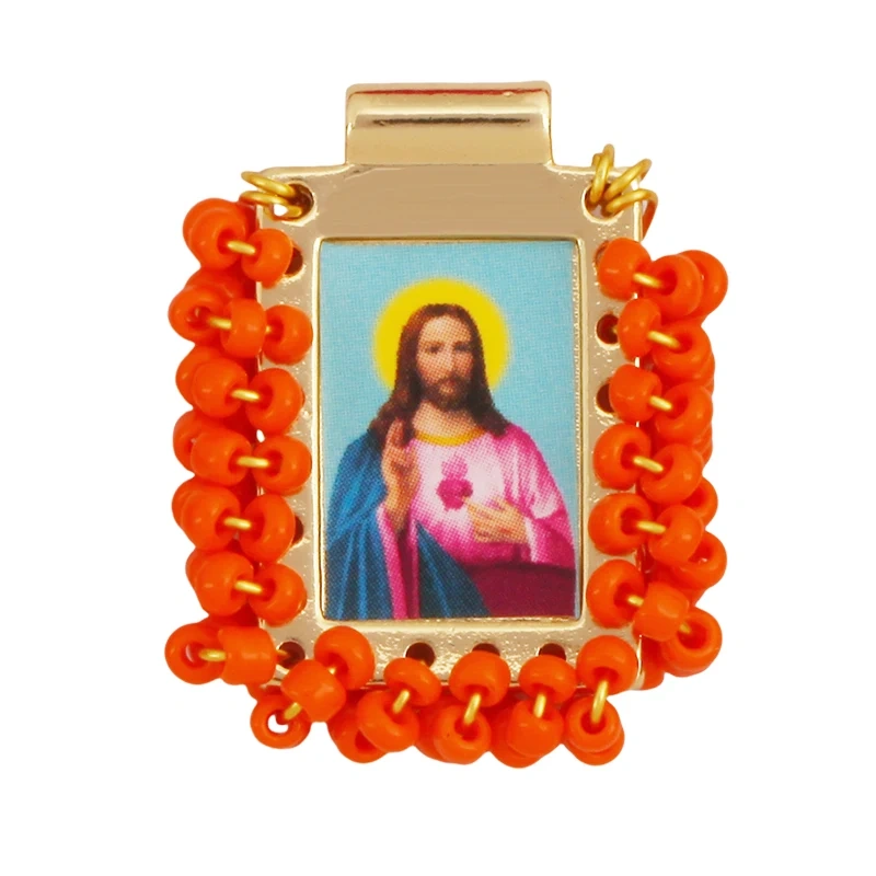 Bohemian Style Colourful Seed Glass Beads Charm Pendant,Fashion Religious Jesus Virgin Mary Jewelry Necklace Bracelet Supply K99