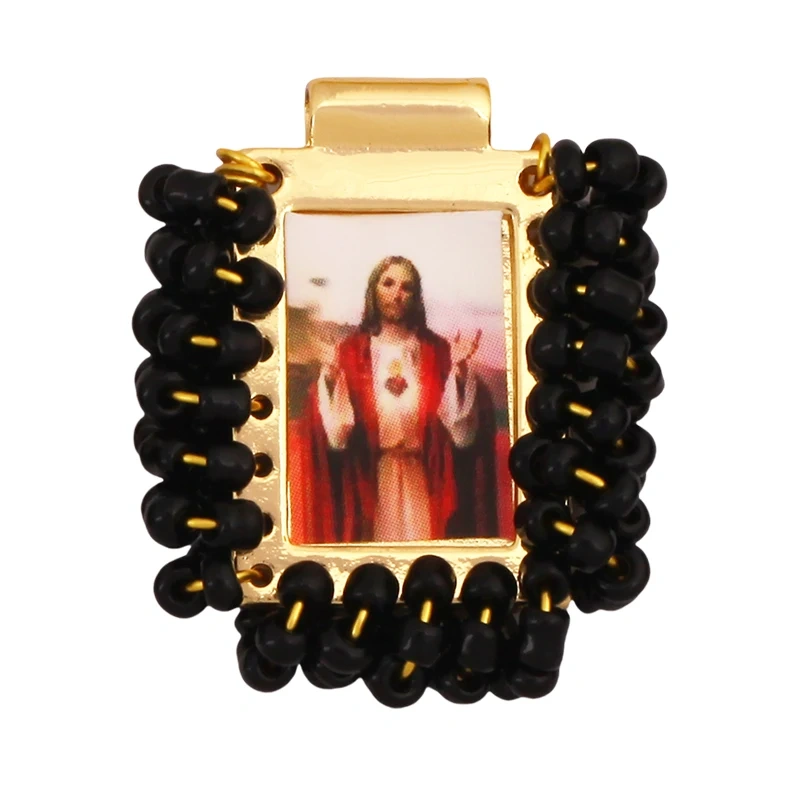 Bohemian Style Colourful Seed Glass Beads Charm Pendant,Fashion Religious Jesus Virgin Mary Jewelry Necklace Bracelet Supply K99