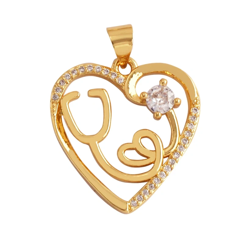 Love Heart Knife Fork Tableware Stethoscope Instrument Charm Pendant,DIY Jewelry Accessories for Necklaces Making Supplies M15