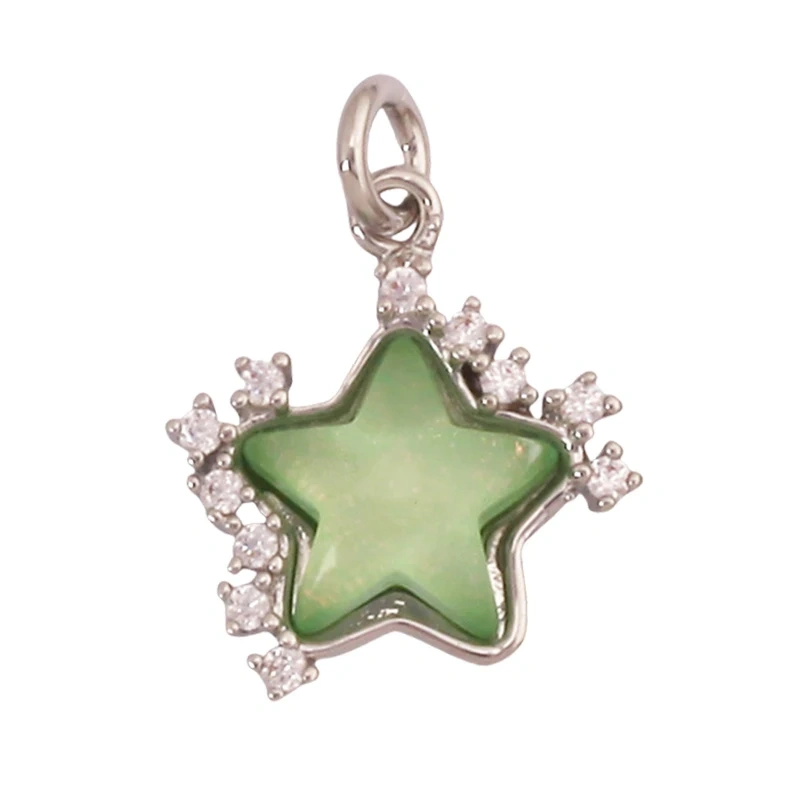 Trendy Crystal Glass Zircon Star Space Charm Pendant,Real 18K Gold Plated Necklace Bracelet DIY Craft Jewelry Making Supply S14