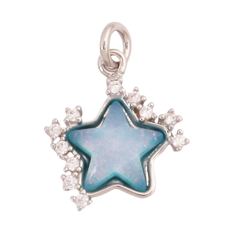 Trendy Crystal Glass Zircon Star Space Charm Pendant,Real 18K Gold Plated Necklace Bracelet DIY Craft Jewelry Making Supply S14