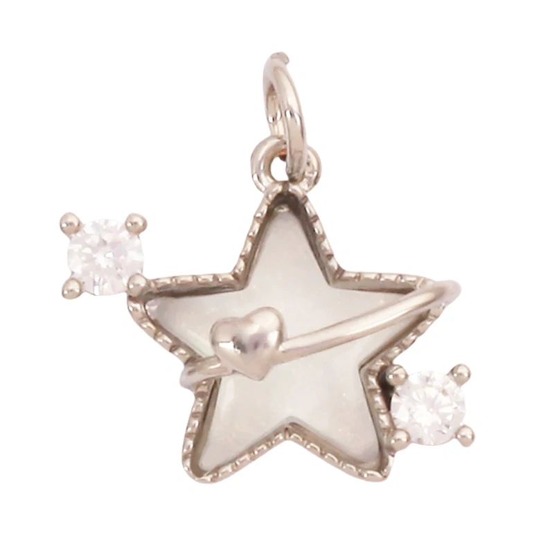 Trendy Crystal Glass Zircon Star Space Charm Pendant,Real 18K Gold Plated Necklace Bracelet DIY Craft Jewelry Making Supply S14