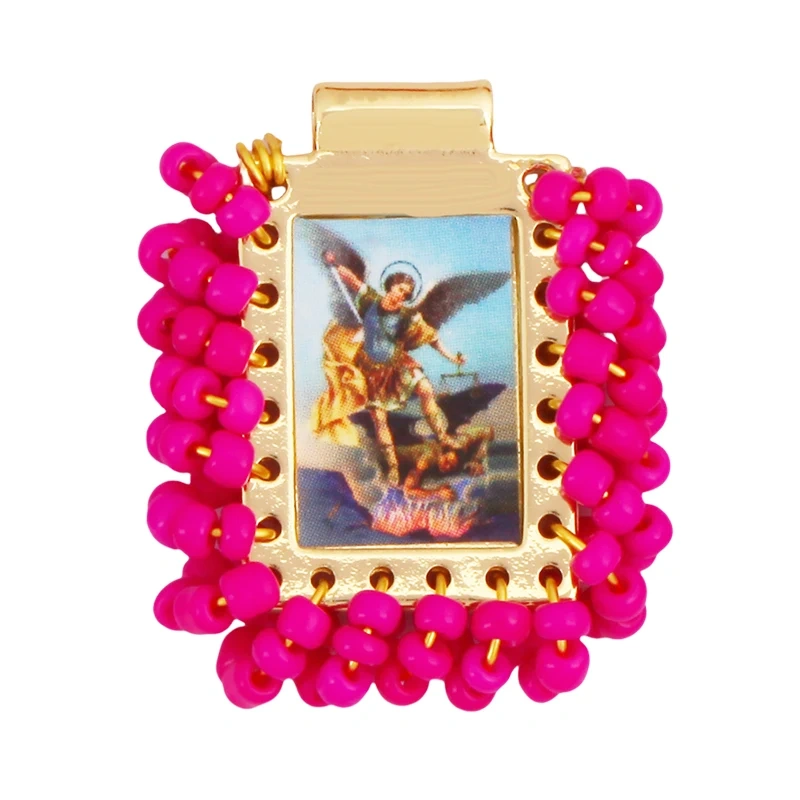 Bohemian Style Colourful Seed Glass Beads Charm Pendant,Fashion Religious Jesus Virgin Mary Jewelry Necklace Bracelet Supply K99