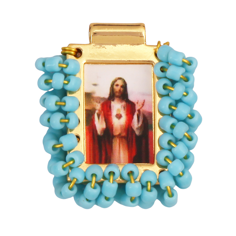 Bohemian Style Colourful Seed Glass Beads Charm Pendant,Fashion Religious Jesus Virgin Mary Jewelry Necklace Bracelet Supply K99