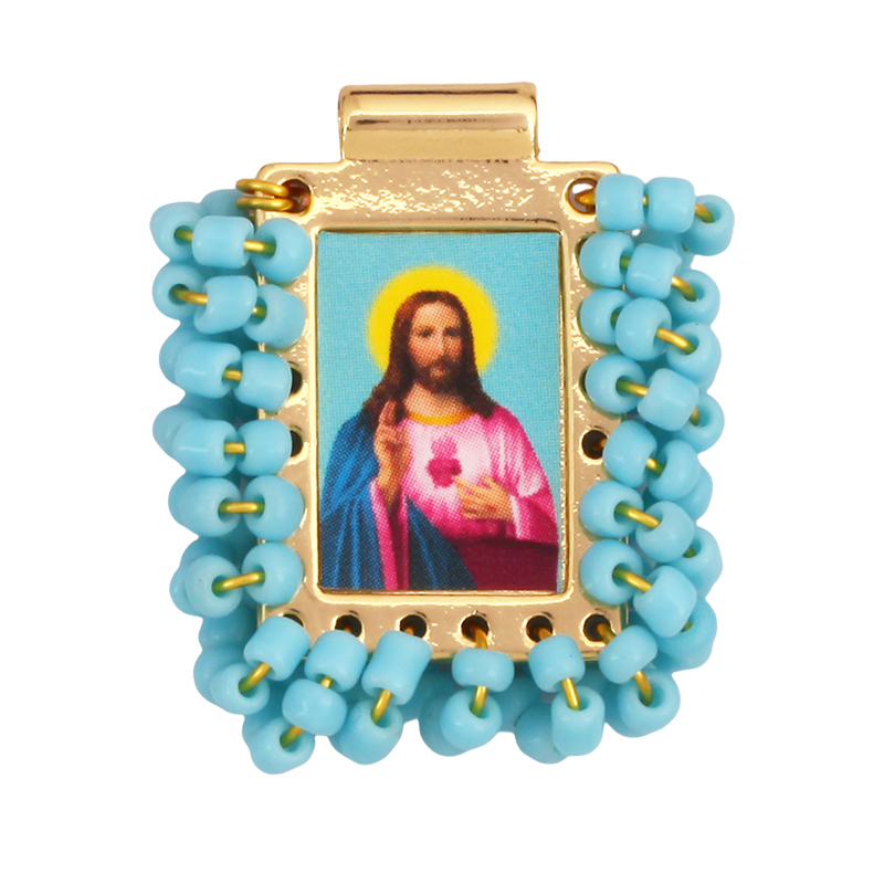Bohemian Style Colourful Seed Glass Beads Charm Pendant,Fashion Religious Jesus Virgin Mary Jewelry Necklace Bracelet Supply K99