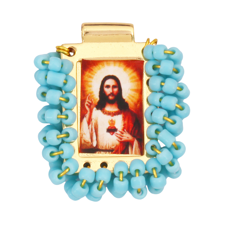 Bohemian Style Colourful Seed Glass Beads Charm Pendant,Fashion Religious Jesus Virgin Mary Jewelry Necklace Bracelet Supply K99