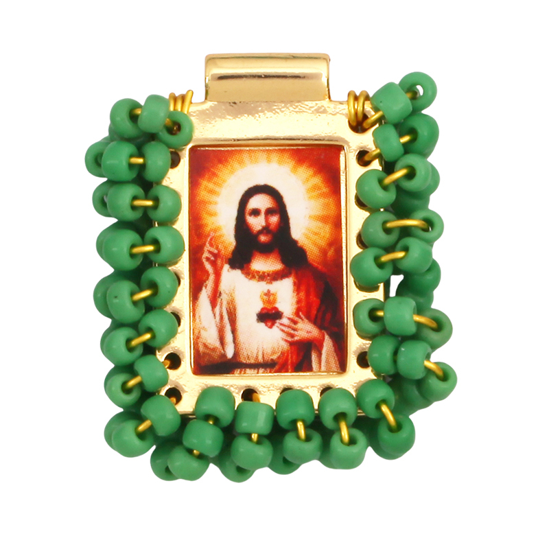 Bohemian Style Colourful Seed Glass Beads Charm Pendant,Fashion Religious Jesus Virgin Mary Jewelry Necklace Bracelet Supply K99