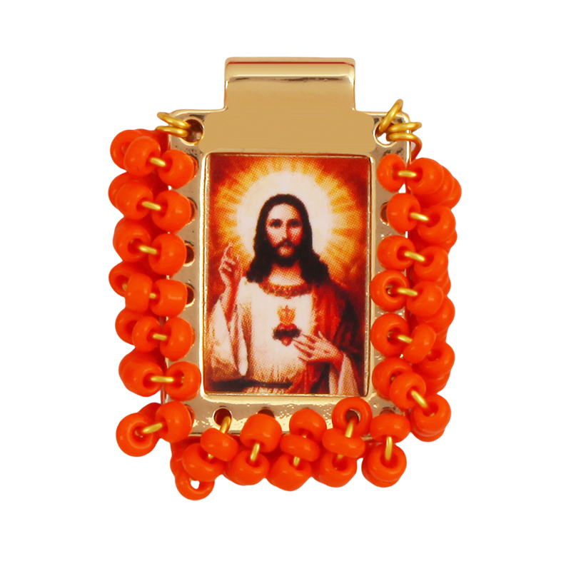Bohemian Style Colourful Seed Glass Beads Charm Pendant,Fashion Religious Jesus Virgin Mary Jewelry Necklace Bracelet Supply K99